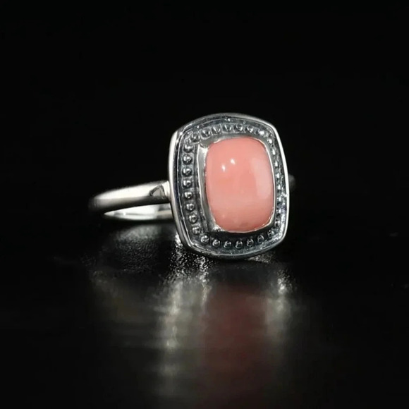 Oregon Peach Opal Solitaire Ring In 925 Sterling Silver - Picture 5 of 7